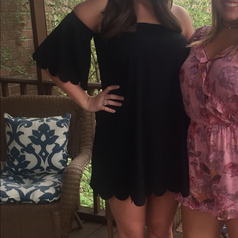 Black Strapless off the shoulder dress